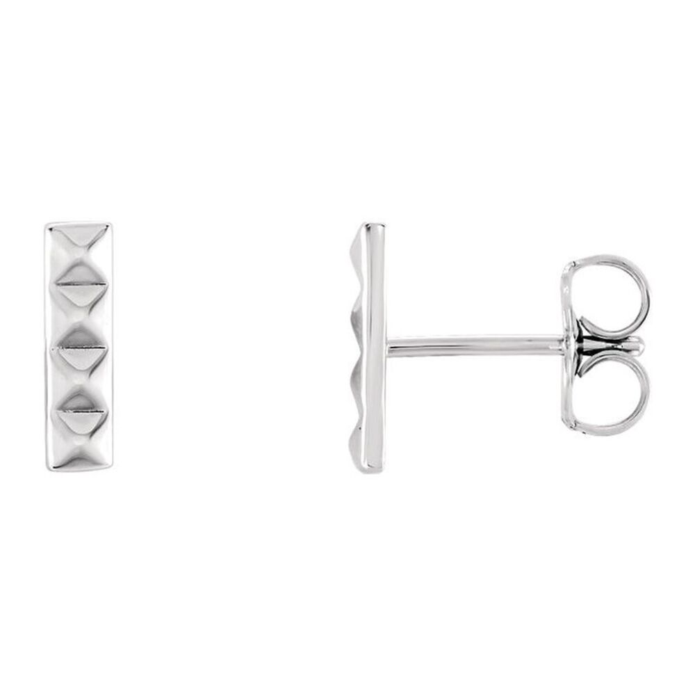 2.5mm x 9mm (3/8 Inch) Sterling Silver Small Pyramid Bar Earrings
